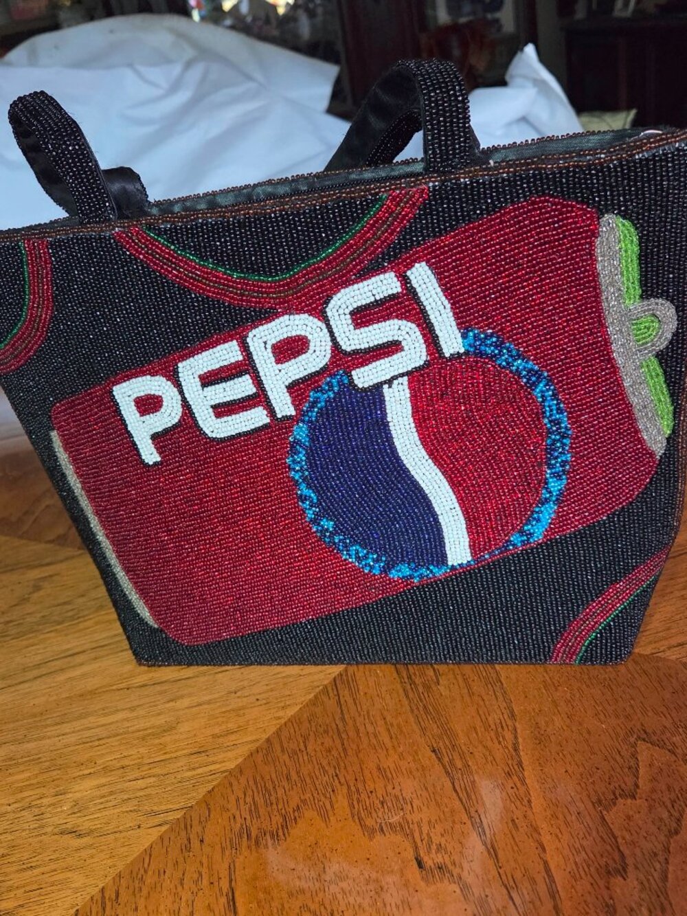 Pepsi Can Beaded Top Handle Purse
